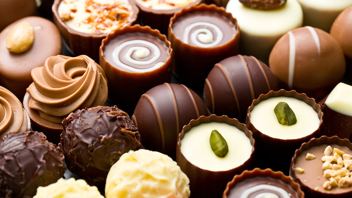 Delicious looking pralines of all shapes and sizes