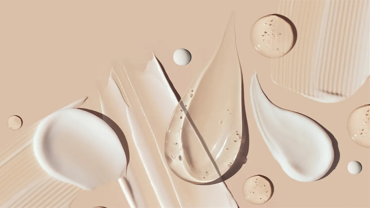 conductive gel for microcurrent, various textures on beige background