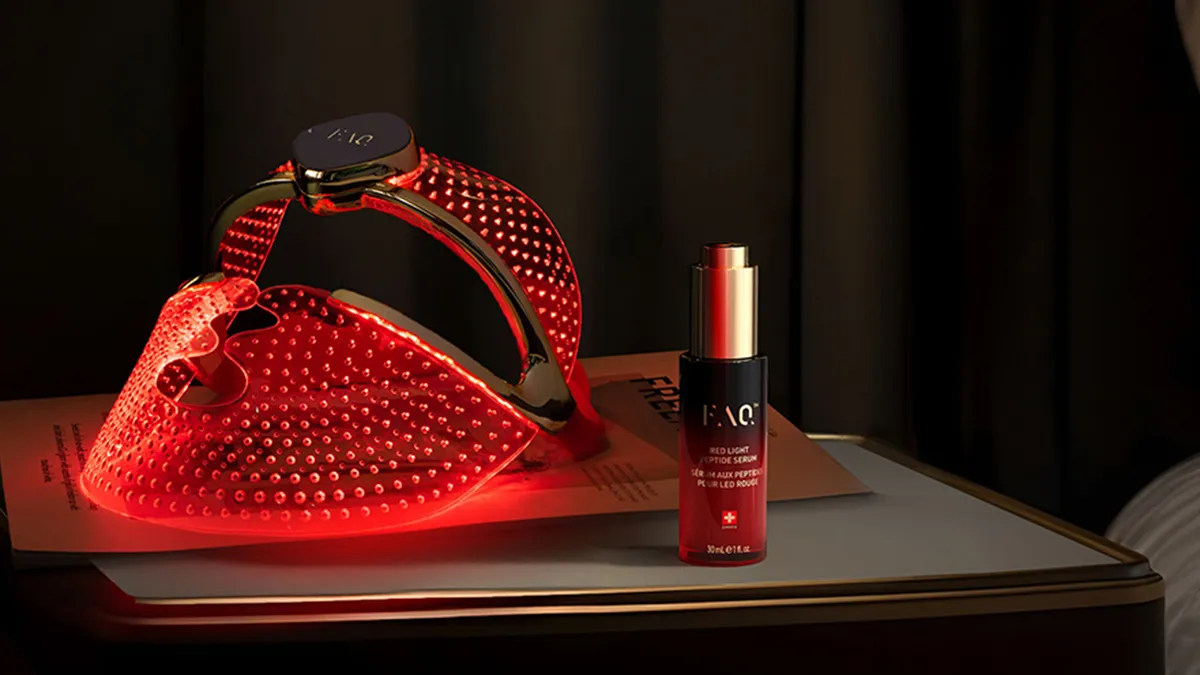 FAQ 202 LED mask and FAQ red light peptide serum