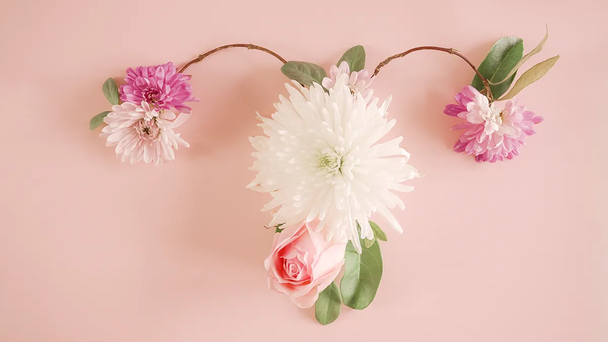 Ovaries and uterus made from flowers 