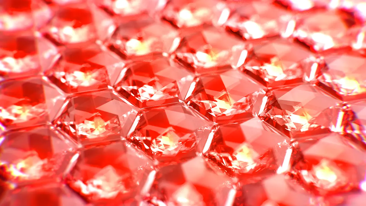 FAQ red Led Panel close up diamond shaped lenses