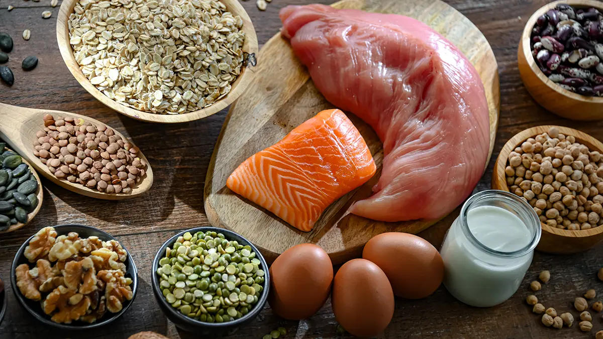 Protein-rich foods on the table