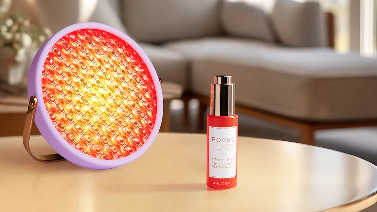 UFO LED red light therapy serum and UFO Lighthouse red light panel