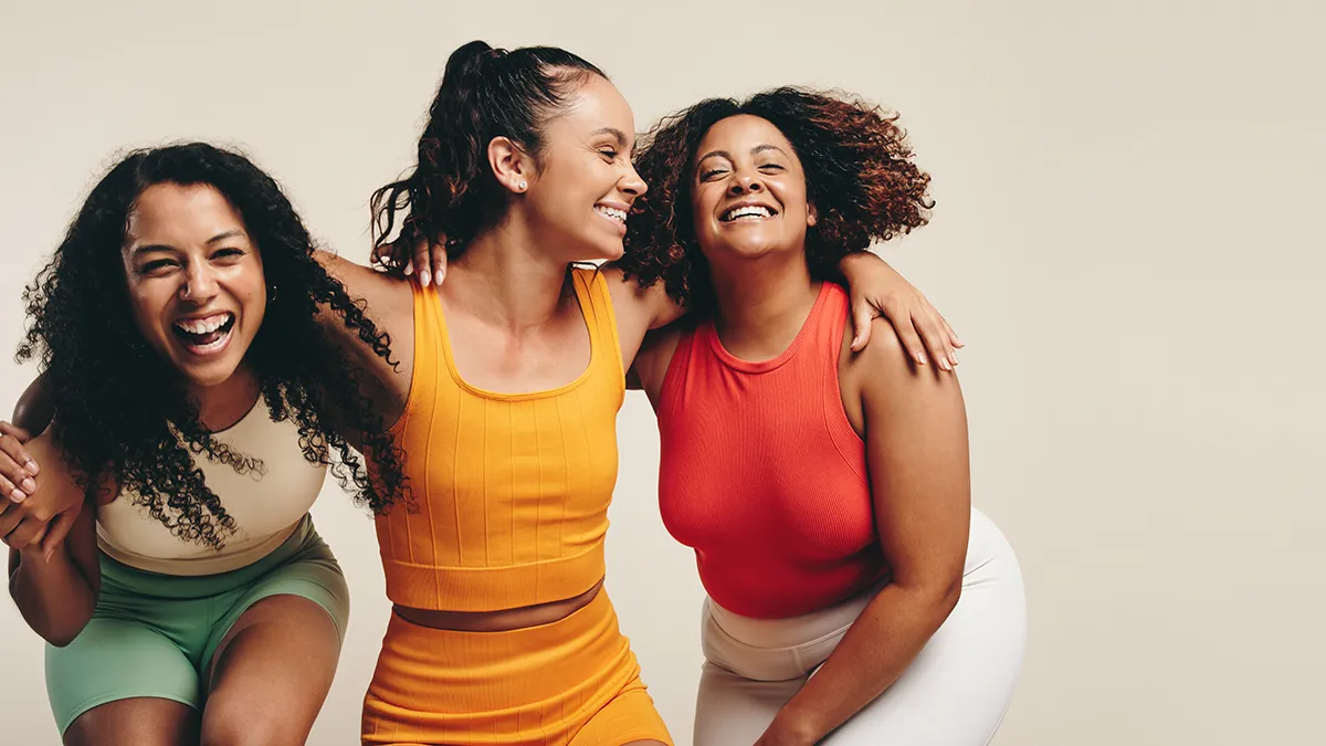 Happy, content, vital women laughing