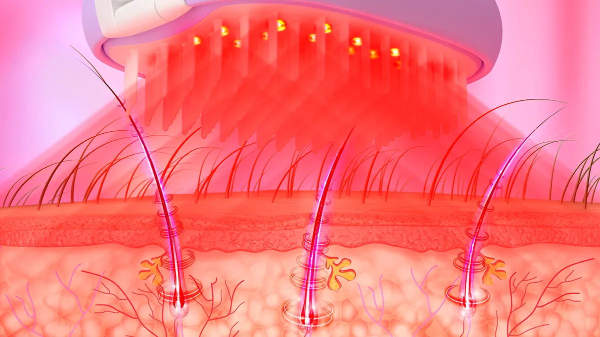 red light therapy hair loss hair brush on scalp vector image