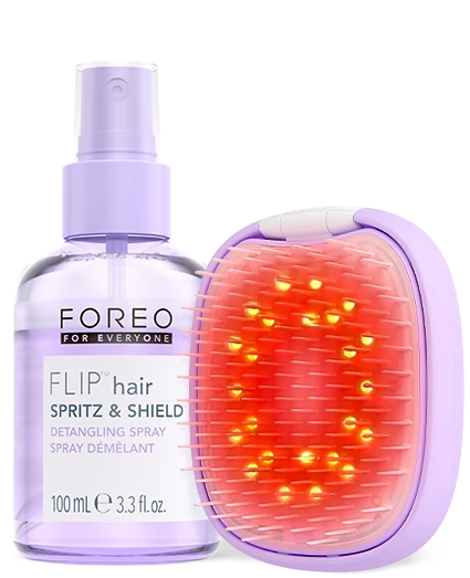 FOREO FLIP plus LED Detangling Hairbrush Bundle