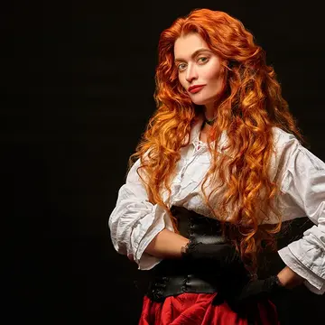 A woman with gorgeus red hair