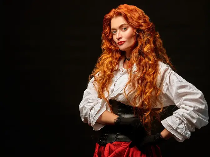 A woman with gorgeus red hair