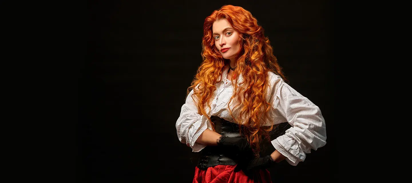 A woman with gorgeus red hair