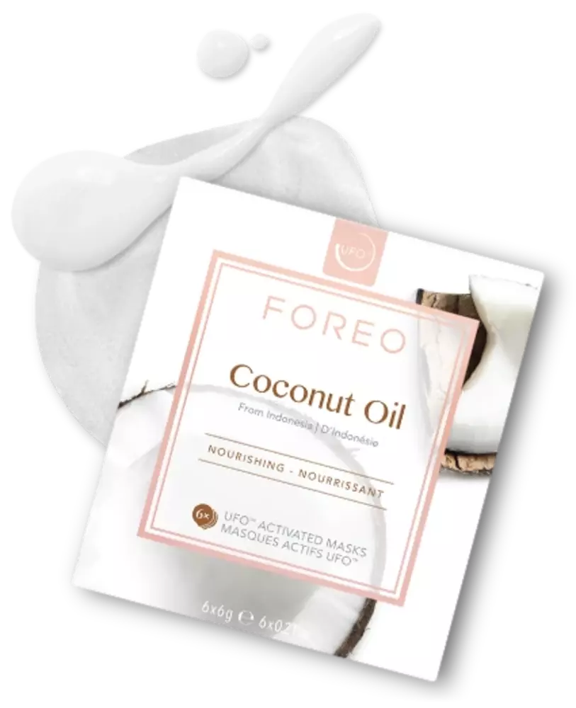 Side view of Farm to Face collection UFO™ activated mask - Coconut Oil