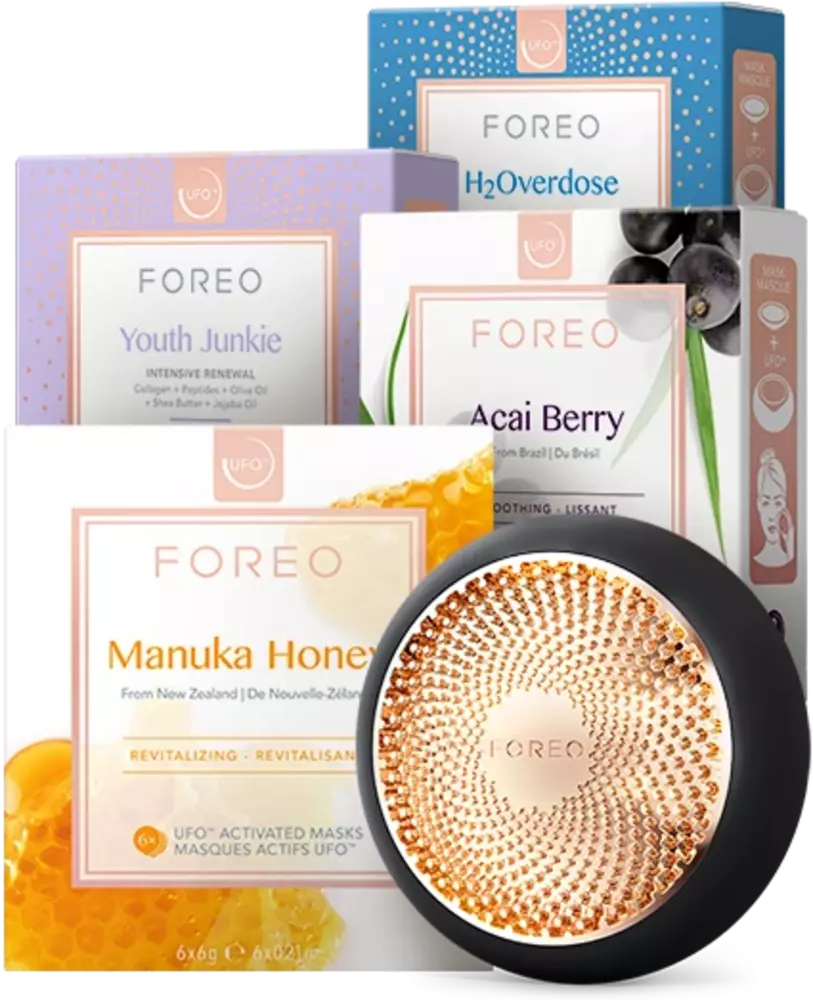 UFO™ 3, UFO™ H2Overdose Masks (x6), UFO™ Youth Junkie Masks (x6), UFO™ Manuka Honey Masks (x6) & UFO™ Acai Berry Masks (x6)